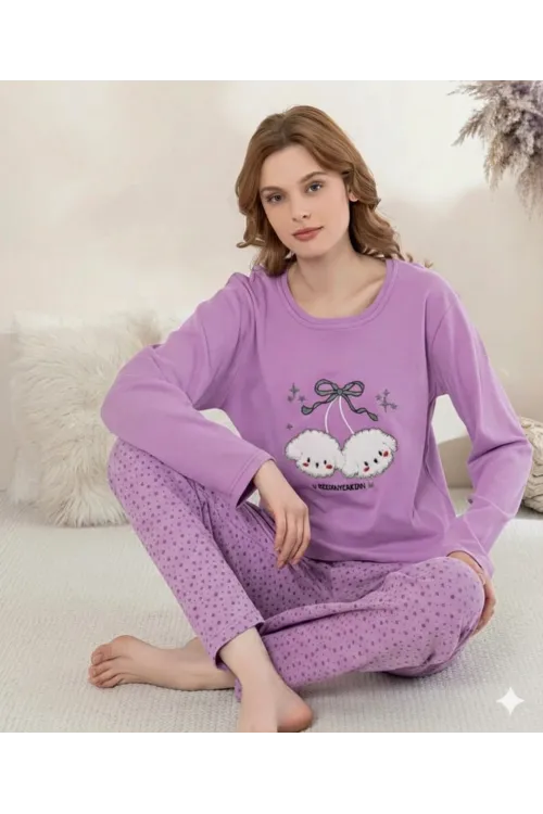 ieg™ Boyraz 0351 Kadın Penye Uzun Kol Pijama Takımı