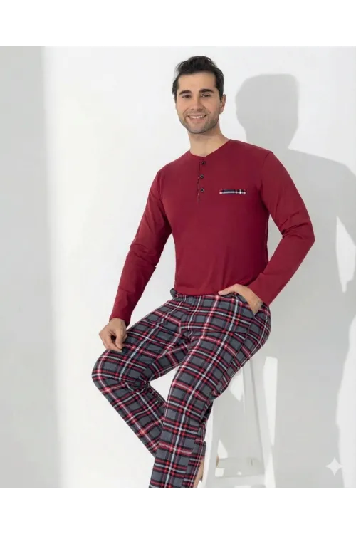 ieg™ Boyraz 0406 Erkek Uzun Kol Pijama Takımı