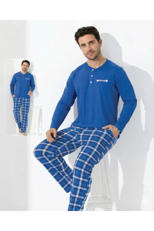 ieg™ Boyraz 0645 Erkek Uzun Kol Penye Pijama Takımı