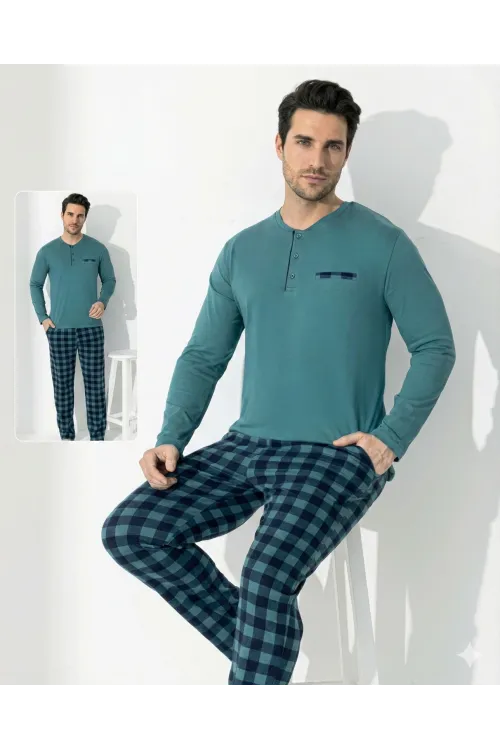 ieg™ Boyraz 0689 Erkek Uzun Kol Penye Pijama Takımı