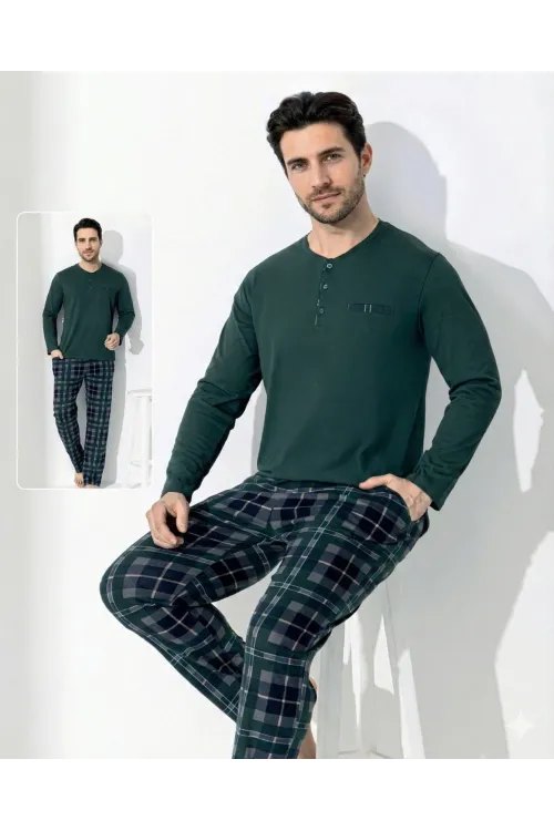 ieg™ Boyraz 0692 Erkek Uzun Kol Penye Pijama Takımı