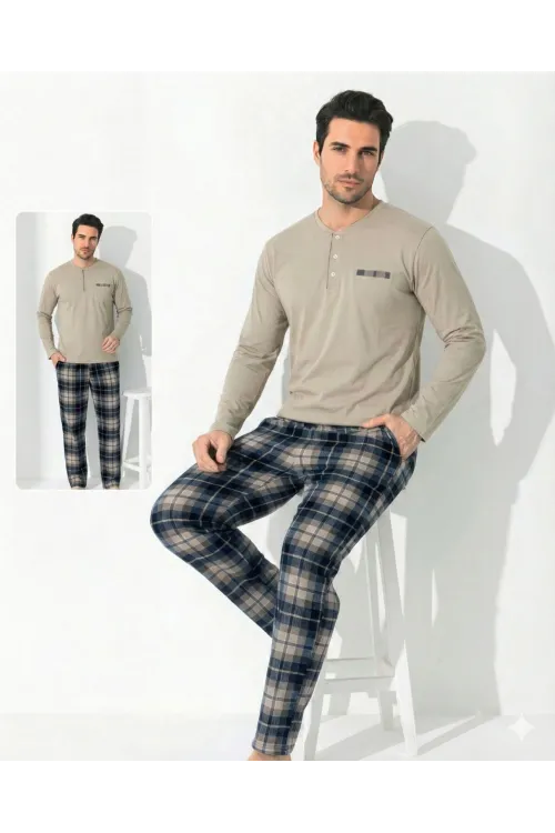 ieg™ Boyraz 0697 Erkek Uzun Kol Penye Pijama Takımı