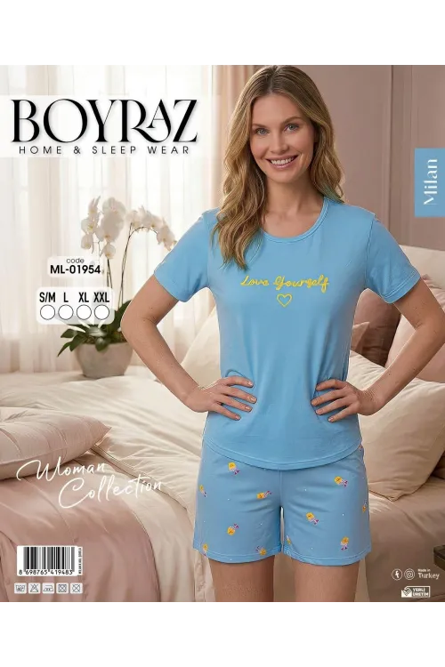 ieg™ Boyraz ML-01954 Kadın Milan Kısa Kol Şortlu Takım