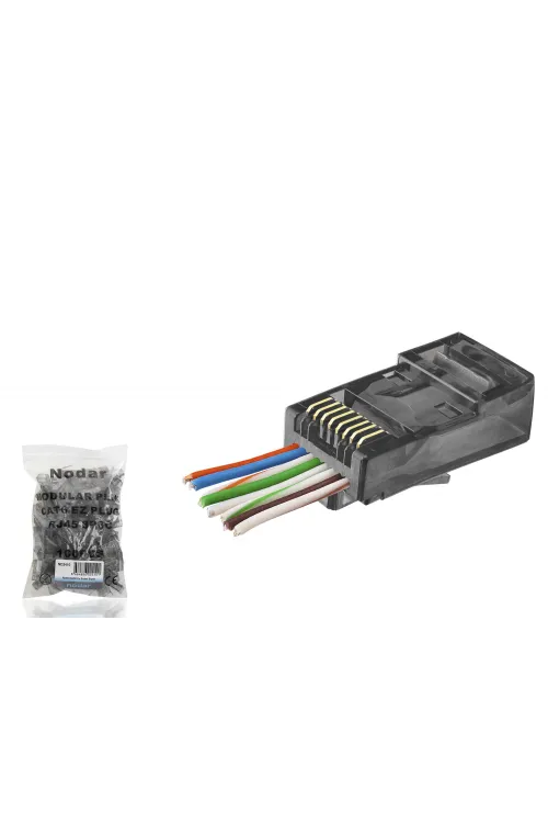 Cat6 Ez Rj45 Konnektör - 100 Adet Siyah / Ekonomik Poşet Paket ND2410
