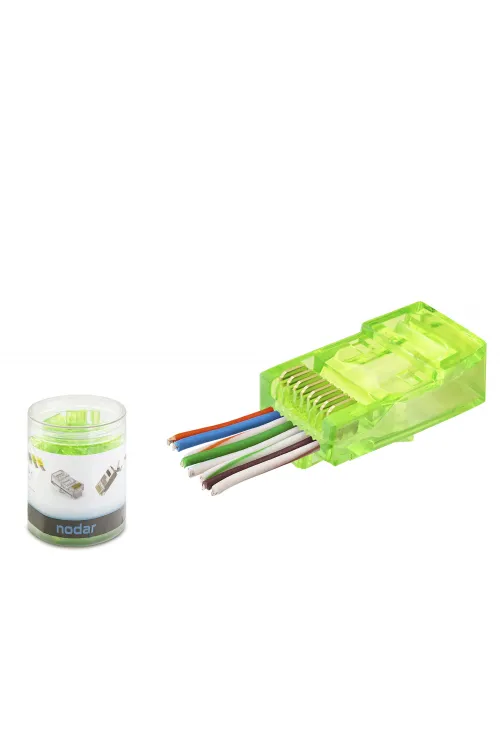 Cat6 Ez Rj45 Konnektör - 100 Adet Yeşil / Özel Plastik Kutulu ND2401