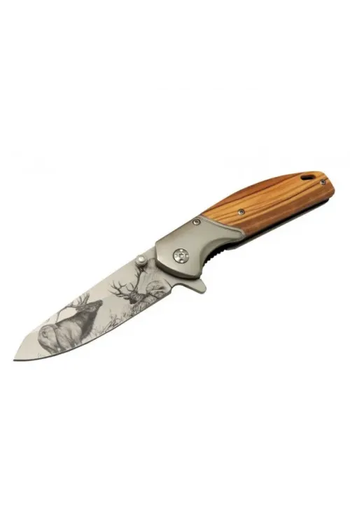 ieg™ Chongmıng CM98 Geyikli Ahşap Çakı 20 cm Manuel, Kemerlikli