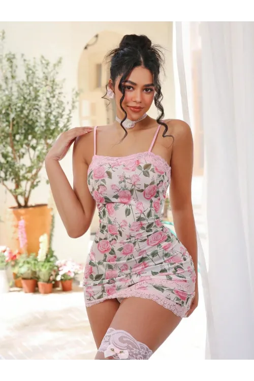 ieg™ Çiçek Desenli Seksi Elbise Takımı ( Çorap dahil değildir  )