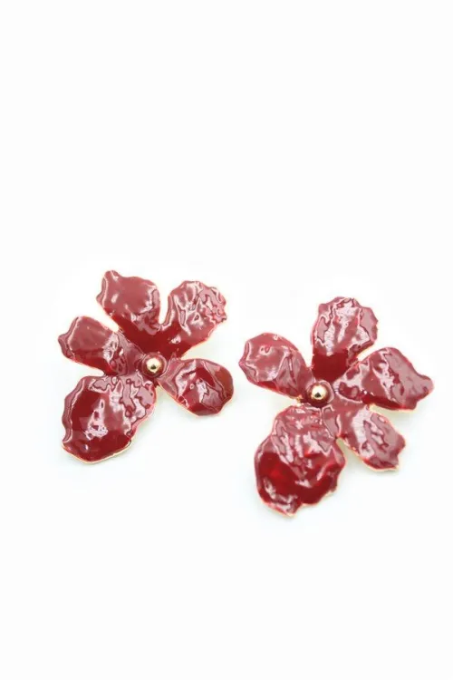 IEG - Çiçek Küpe - Bordo