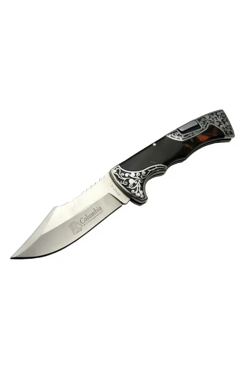 ieg™ Columbia A3157B Kahverengi Av / Kamp Çakı 23 cm - Sedef İşlemeli Saplı,