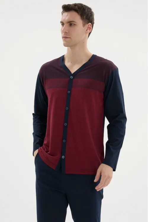ieg™  Dm-26104 V Yaka Boydan Düğmeli Pijama Takımı