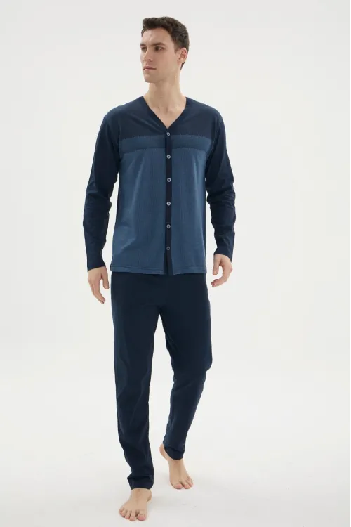 ieg™  Dm-26104 V Yaka Boydan Düğmeli Pijama Takımı
