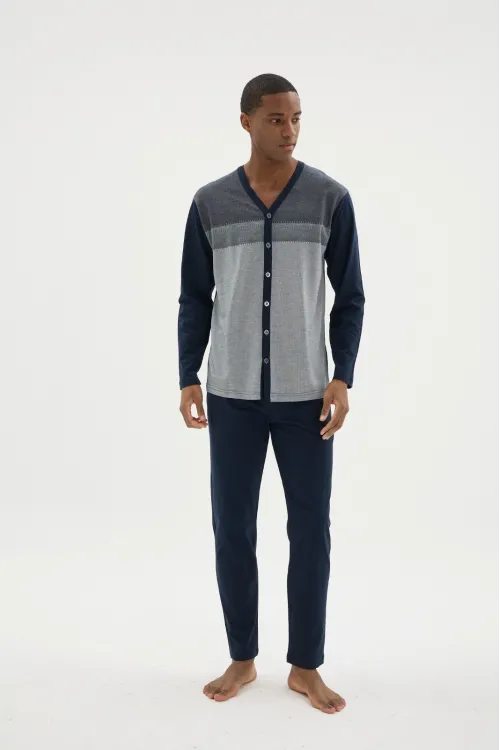 ieg™  Dm-26104 V Yaka Boydan Düğmeli Pijama Takımı