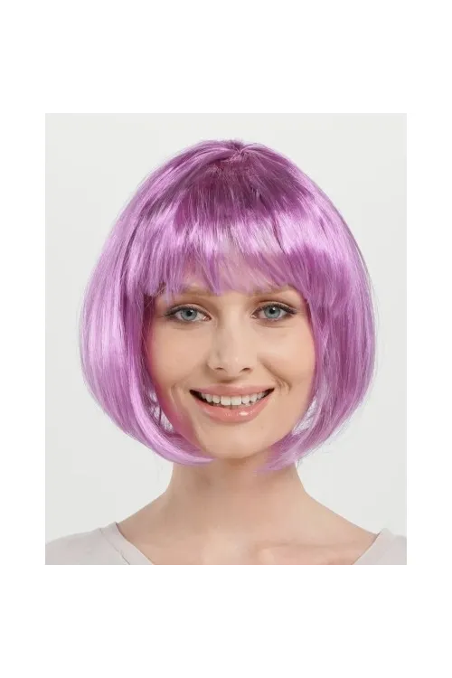 Düz Kesim Küt Parti Peruğu Rose Pembe
