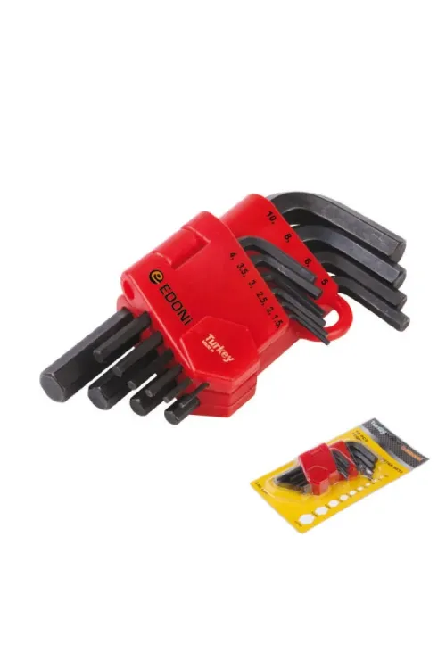 ieg™ Edoni 120 mm 10 Parça Siyah 6 Köşe Alyan Seti