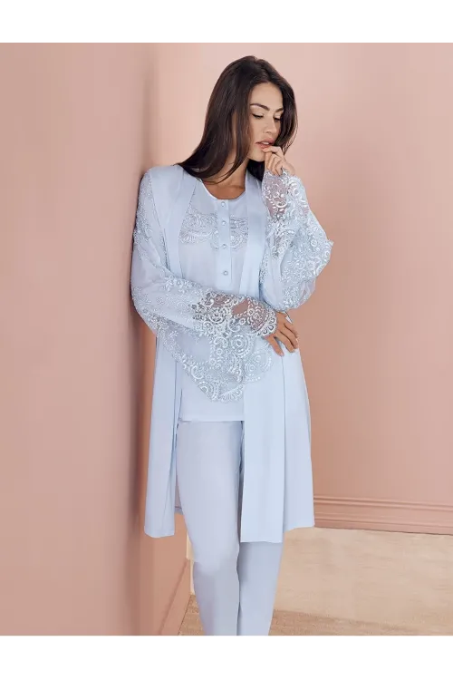ieg™ Espuar 757 Penye 3lü Sabahlık Pijama Takımı