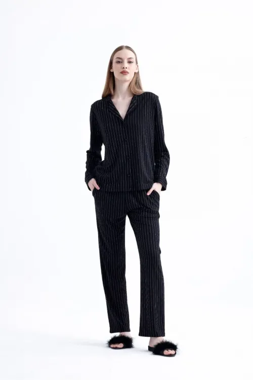ieg™ Espuar 775 Kadın Çizgili Penye Pijama Takımı