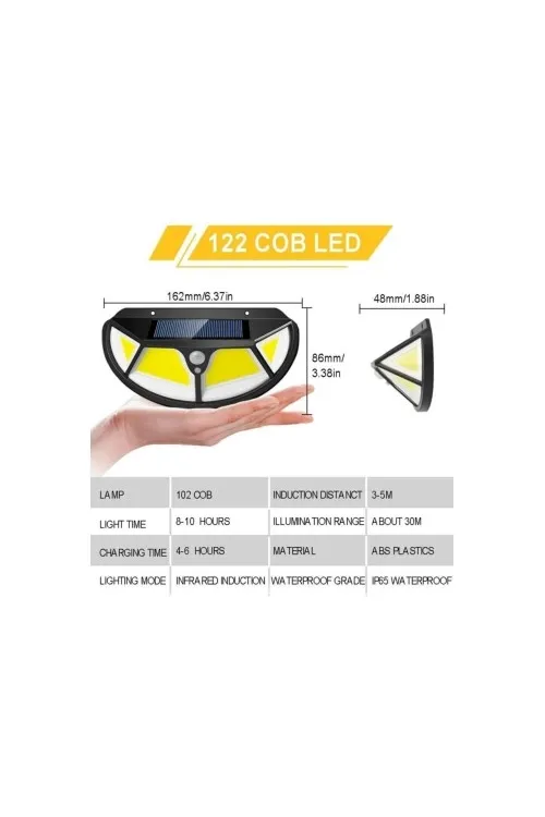 Fonksiyonel Sensörlü 122 Ledli Solar Bahçe Lambası