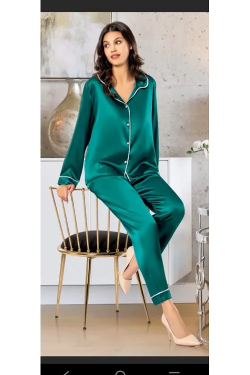 ieg™ Freshness 2045 Saten Gömlek Yaka Patlı Pijama Takımı