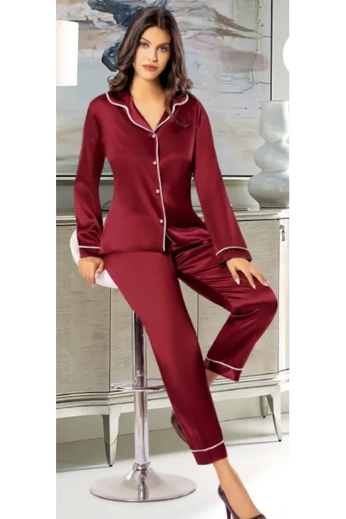 ieg™ Freshness 2045 Saten Gömlek Yaka Patlı Pijama Takımı
