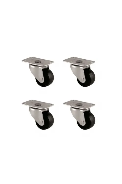 Furç Tablalı Bilyalı Teker - 38MM - Siyah HKS234 - 4 Adet