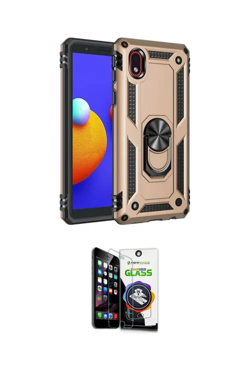 ieg™ Galaxy A01 Core Kılıf Ahenk Klasik Koleksiyonu - Şeffaf Temperli Cam Ekran Koruyucu