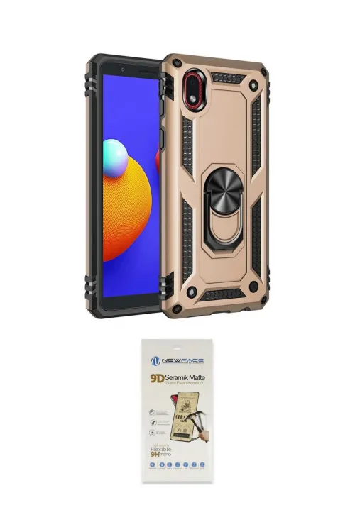ieg™ Galaxy A01 Core Kılıf Ahenk Klasik Koleksiyonu - Siyah Mat Seramik Nano Ekran Koruyucu