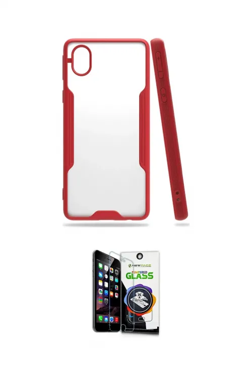 ieg™ Galaxy A01 Core Kılıf Atlas Asil Serisi - Şeffaf Temperli Cam Ekran Koruyucu