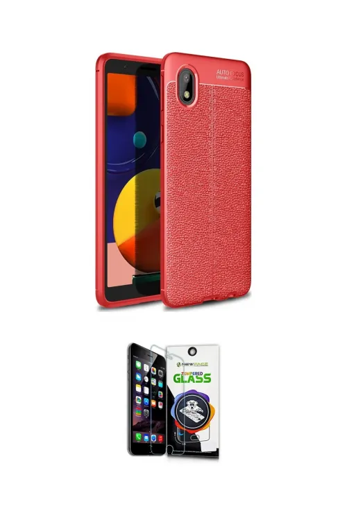 ieg™ Galaxy A01 Core Kılıf Doruk Klasik Özel Seri - Şeffaf Temperli Cam Ekran Koruyucu
