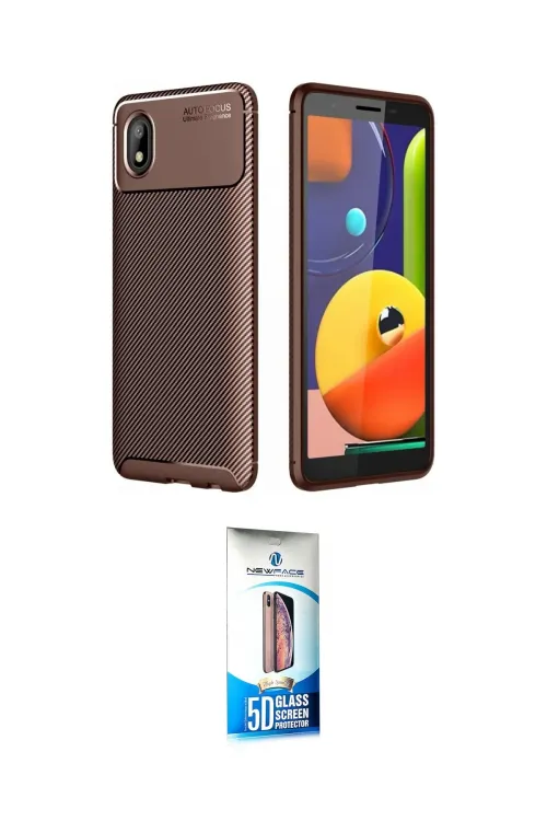 ieg™ Galaxy A01 Core Kılıf Eksen Form Prime - Siyah 5D Eko Cam Ekran Koruyucu