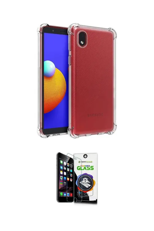 ieg™ Galaxy A01 Core Kılıf İz Form Prime - Şeffaf Temperli Cam Ekran Koruyucu