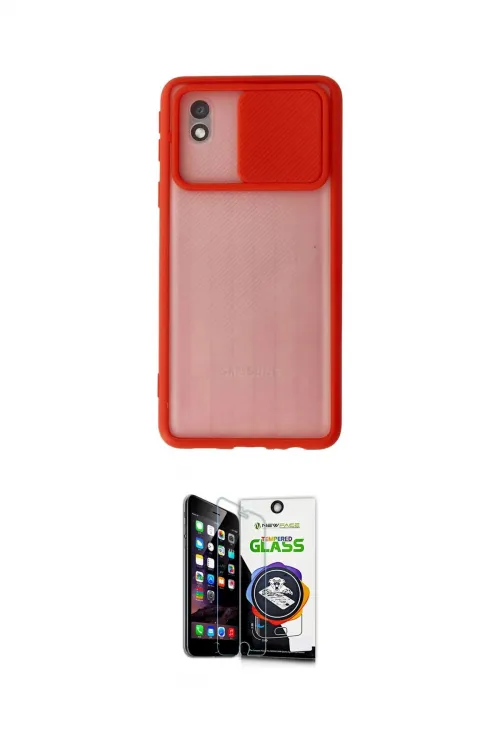ieg™ Galaxy A01 Core Kılıf Vadi Çizgi - Şeffaf Temperli Cam Ekran Koruyucu