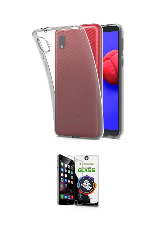 ieg™ Galaxy A01 Core Kılıf Zirve Doku - Şeffaf Temperli Cam Ekran Koruyucu
