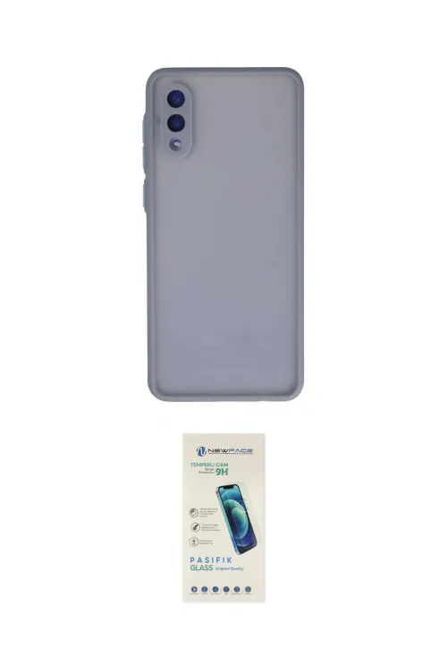 ieg™ Galaxy A02 Kılıf Ahenk Çizgi Serisi - Şeffaf Pasifik Cam Ekran Koruyucu