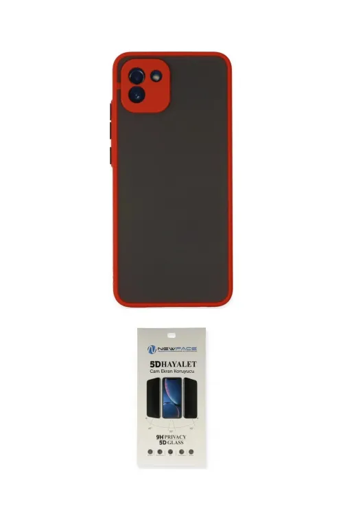 ieg™ Galaxy A03 Kılıf Ahenk Çizgi Serisi - Siyah 5D Hayalet Cam Ekran Koruyucu