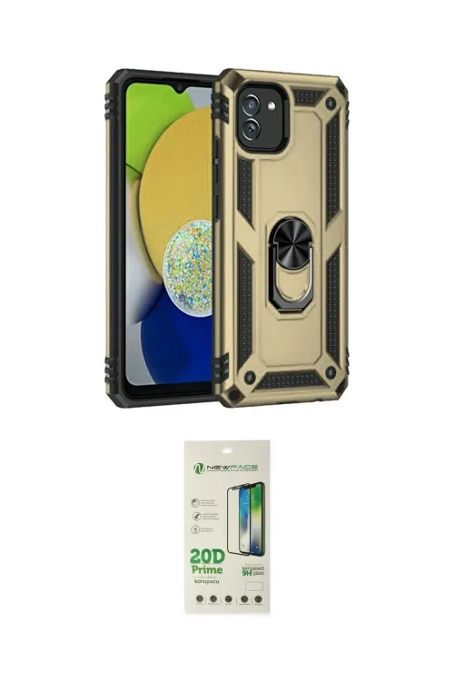 ieg™ Galaxy A03 Kılıf Ahenk Klasik Koleksiyonu - Siyah 20D Premium Cam Ekran Koruyucu