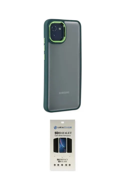 ieg™ Galaxy A03 Kılıf Eksen Doku Prime - Siyah 5D Hayalet Cam Ekran Koruyucu