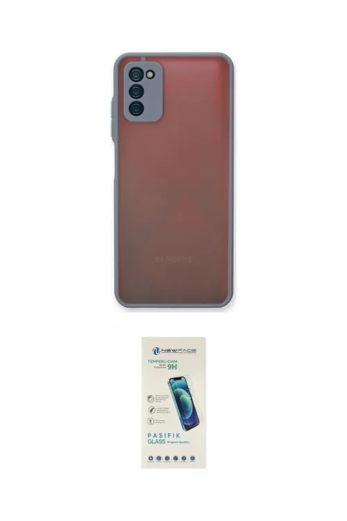 ieg™ Galaxy A03S Kılıf Ahenk Çizgi Serisi - Şeffaf Pasifik Cam Ekran Koruyucu