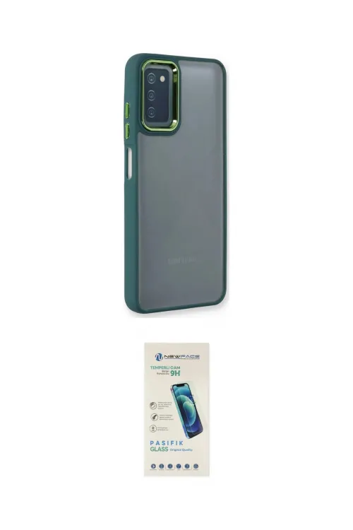 ieg™ Galaxy A03S Kılıf Eksen Doku Prime - Şeffaf Pasifik Cam Ekran Koruyucu