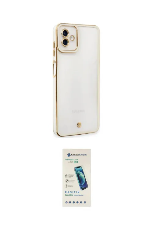 ieg™ Galaxy A04 Kılıf Çekirdek Klasik Serisi - Şeffaf Pasifik Cam Ekran Koruyucu
