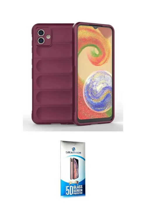 ieg™ Galaxy A04E Kılıf Atlas Koleksiyonu - Siyah 5D Eko Cam Ekran Koruyucu