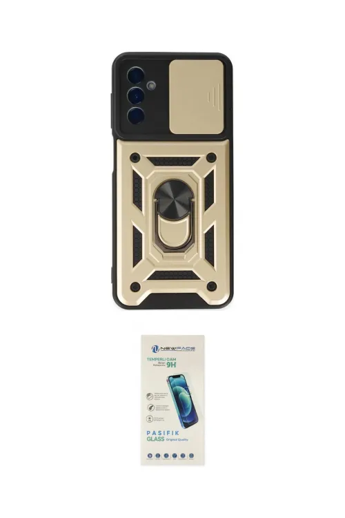 ieg™ Galaxy A04S Kılıf Ahenk Klasik - Şeffaf Pasifik Cam Ekran Koruyucu
