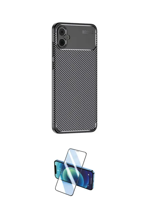 ieg™ Galaxy A05 Kılıf Eksen Form Prime - Siyah 3D Antistatik Cam Ekran Koruyucu