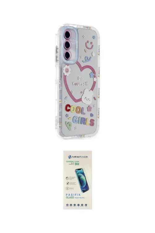 ieg™ Galaxy A05S Kılıf Ahenk Modern Serisi - Şeffaf Pasifik Cam Ekran Koruyucu