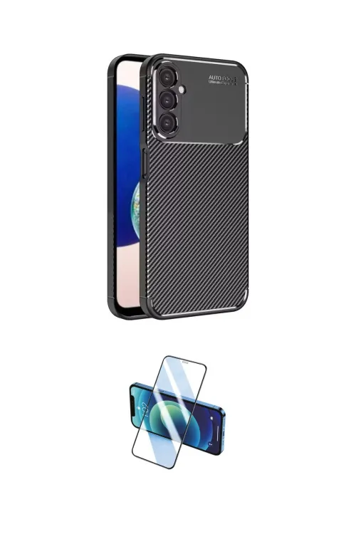 ieg™ Galaxy A05S Kılıf Eksen Form Prime - Siyah 3D Antistatik Cam Ekran Koruyucu