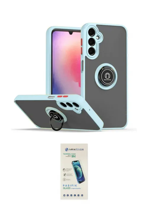 ieg™ Galaxy A05S Kılıf Yörünge Çizgi - Şeffaf Pasifik Cam Ekran Koruyucu