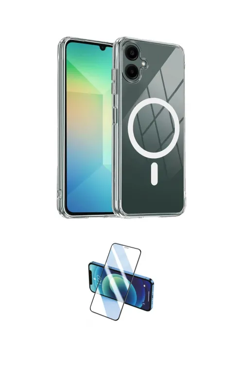 ieg™ Galaxy A06 Kılıf Ahenk Minimal Serisi - Siyah 3D Antistatik Cam Ekran Koruyucu