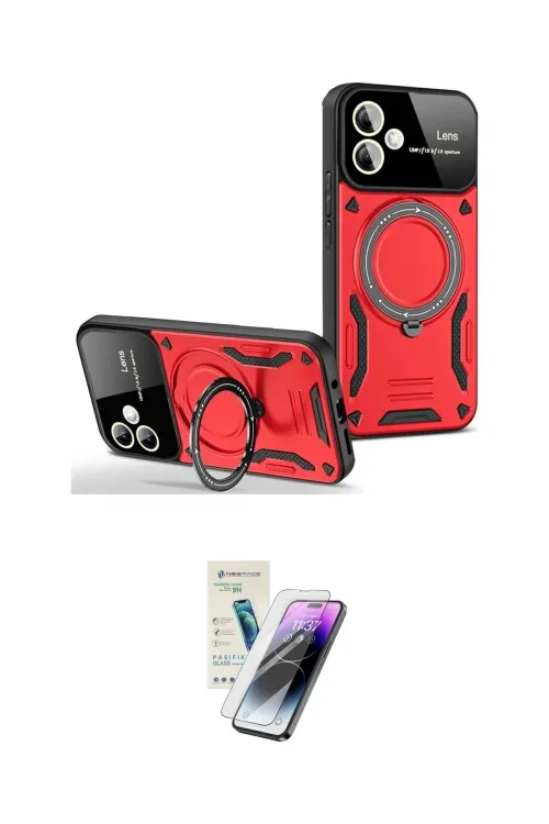 ieg™ Galaxy A06 Kılıf Kıvılcım Modern Serisi - Şeffaf Pasifik Cam Ekran Koruyucu
