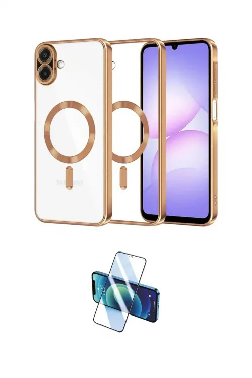 ieg™ Galaxy A07 4G Kılıf Nova Işık Özel Seri - Siyah 3D Antistatik Cam Ekran Koruyucu