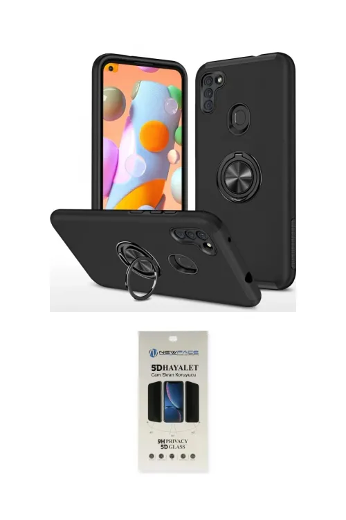 ieg™ Galaxy A11 Kılıf Odak Form Prime - Siyah 5D Hayalet Cam Ekran Koruyucu