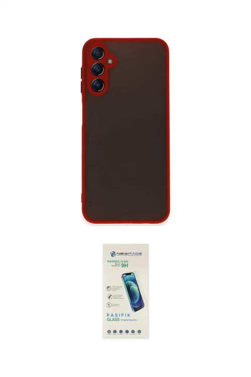 ieg™ Galaxy A14 4G Kılıf Ahenk Çizgi Serisi - Şeffaf Pasifik Cam Ekran Koruyucu